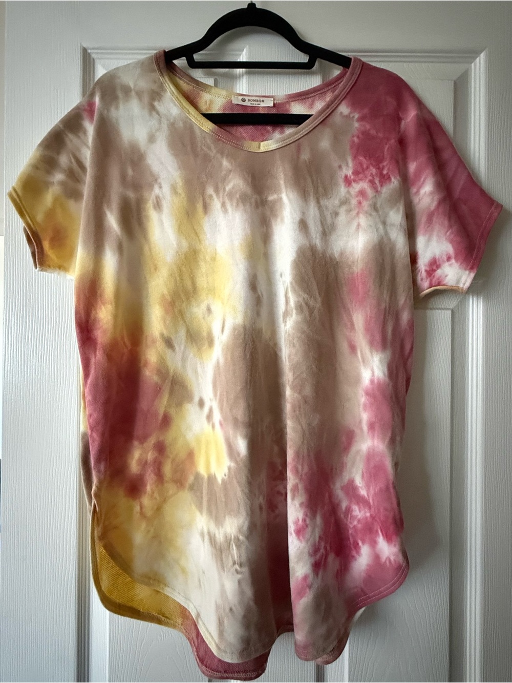 Women's Tie-Dye Short Sleeve Tee - Pink, Yellow, Cream